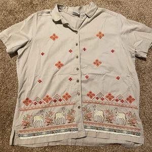 Embroidered safari button up